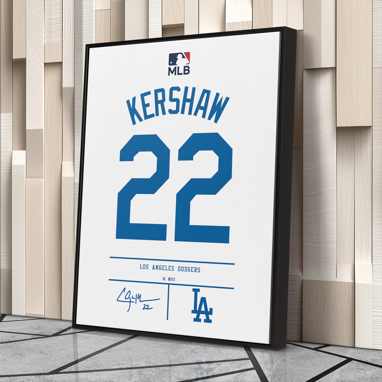 Clayton Kershaw Dodgers Jersey Canvas Print | Wall Art Decor