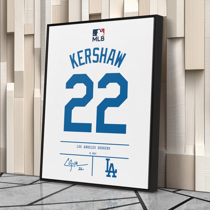 Clayton Kershaw Dodgers Jersey Canvas Print | Wall Art Decor
