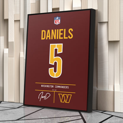 Jayden Daniels Commanders Jersey Canvas Print | Wall Art Decor