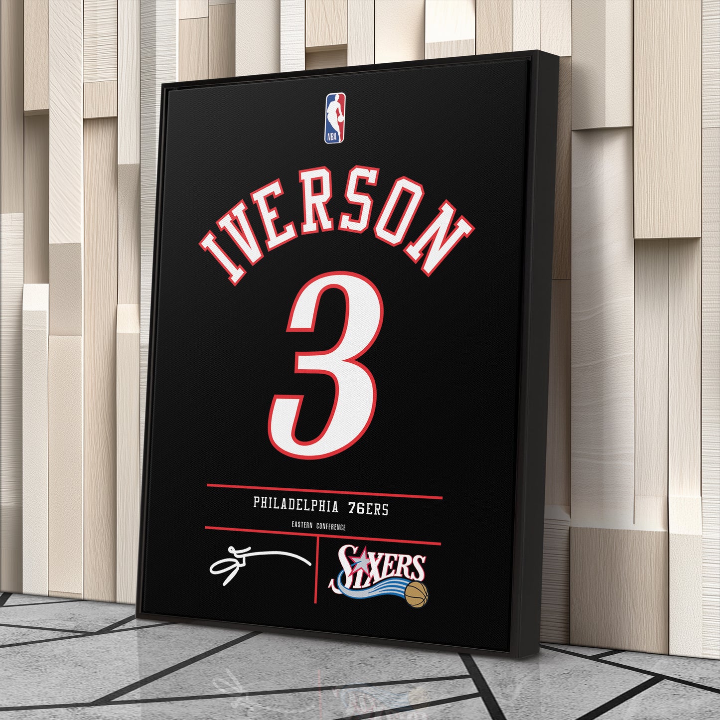 Allen Iverson Philadelphia 76ers black Jersey Canvas Wall Art
