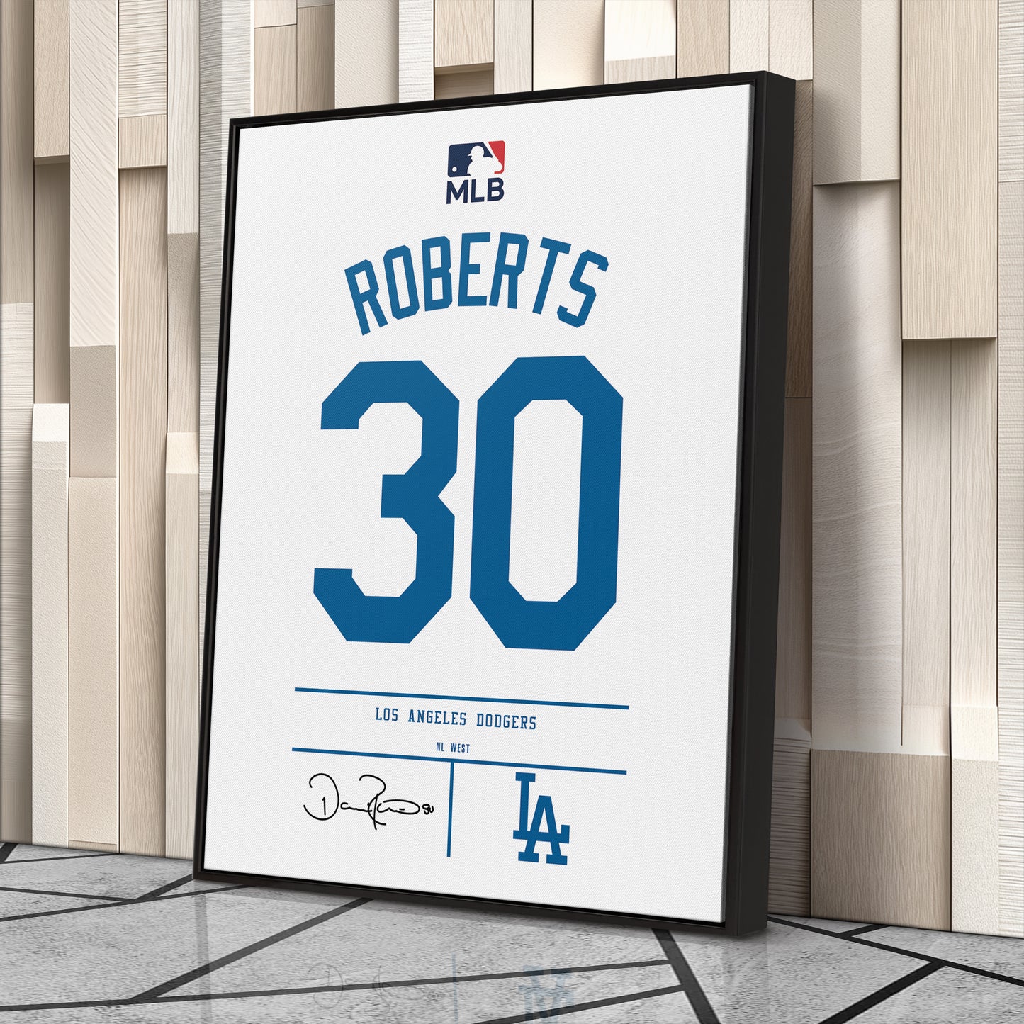 Dave Roberts Los Angeles Dodgers Jersey Canvas Wall Art
