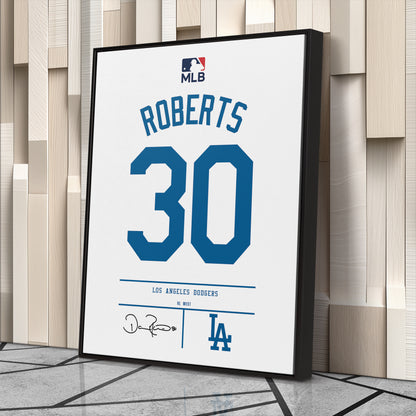 Dave Roberts Los Angeles Dodgers Jersey Canvas Wall Art