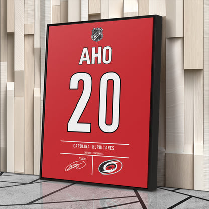 Sebastian Aho Hurricanes Jersey Canvas Print | Wall Art Decor