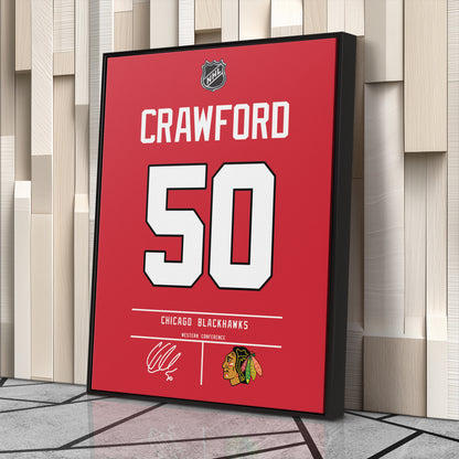 Corey Crawford Blackhawks Jersey Canvas Print | Wall Art Decor