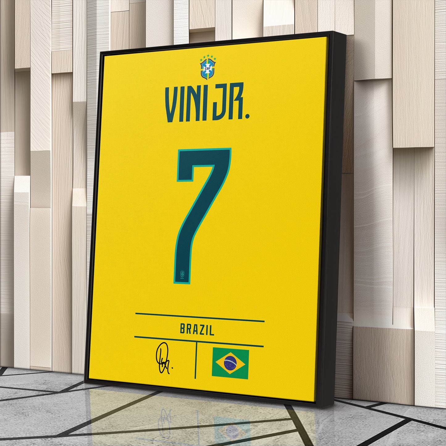 Vinicius Junior Brazil Jersey Canvas Wall Art