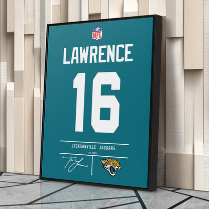 Trevor Lawrence Jaguars Jersey Canvas Print | Wall Art Decor