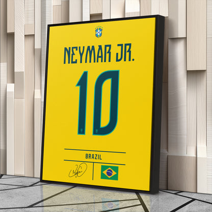 Neymar Jr Brazil Jersey Canvas Wall Art