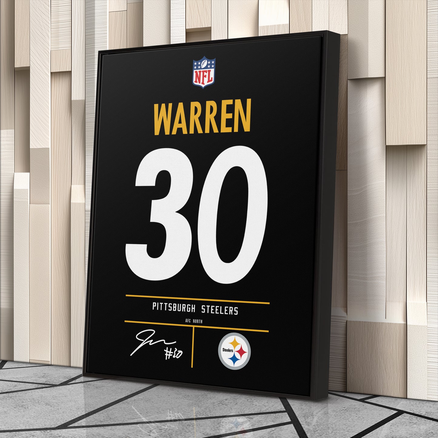Jaylen Warren Pittsburgh Steelers Jersey Canvas Wall Art