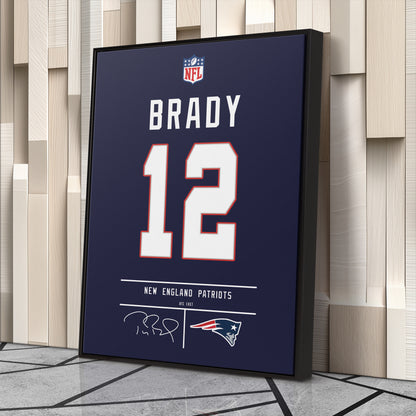 Tom Brady Patriots Jersey Canvas Print | Wall Art Decor