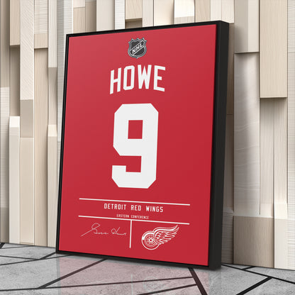 Gordie Howe Red Wings Jersey Canvas Print | Wall Art Decor