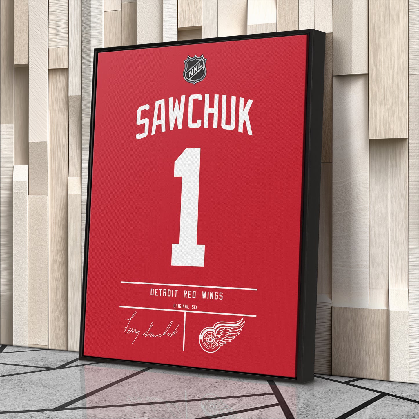Terry Sawchuk Red Wings Jersey Canvas Print | Wall Art Decor