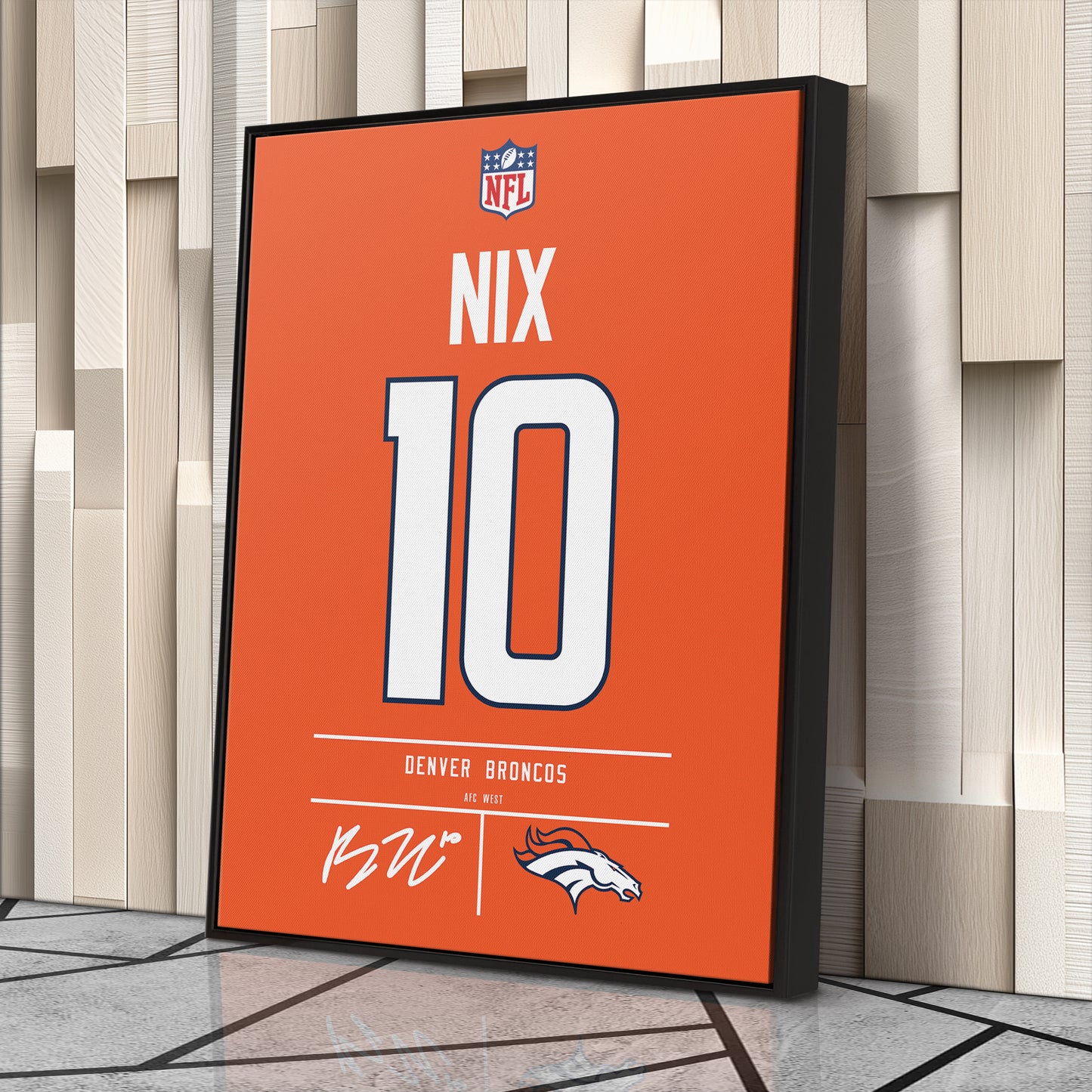 Bo Nix Denver Broncos Jersey Canvas Wall Art