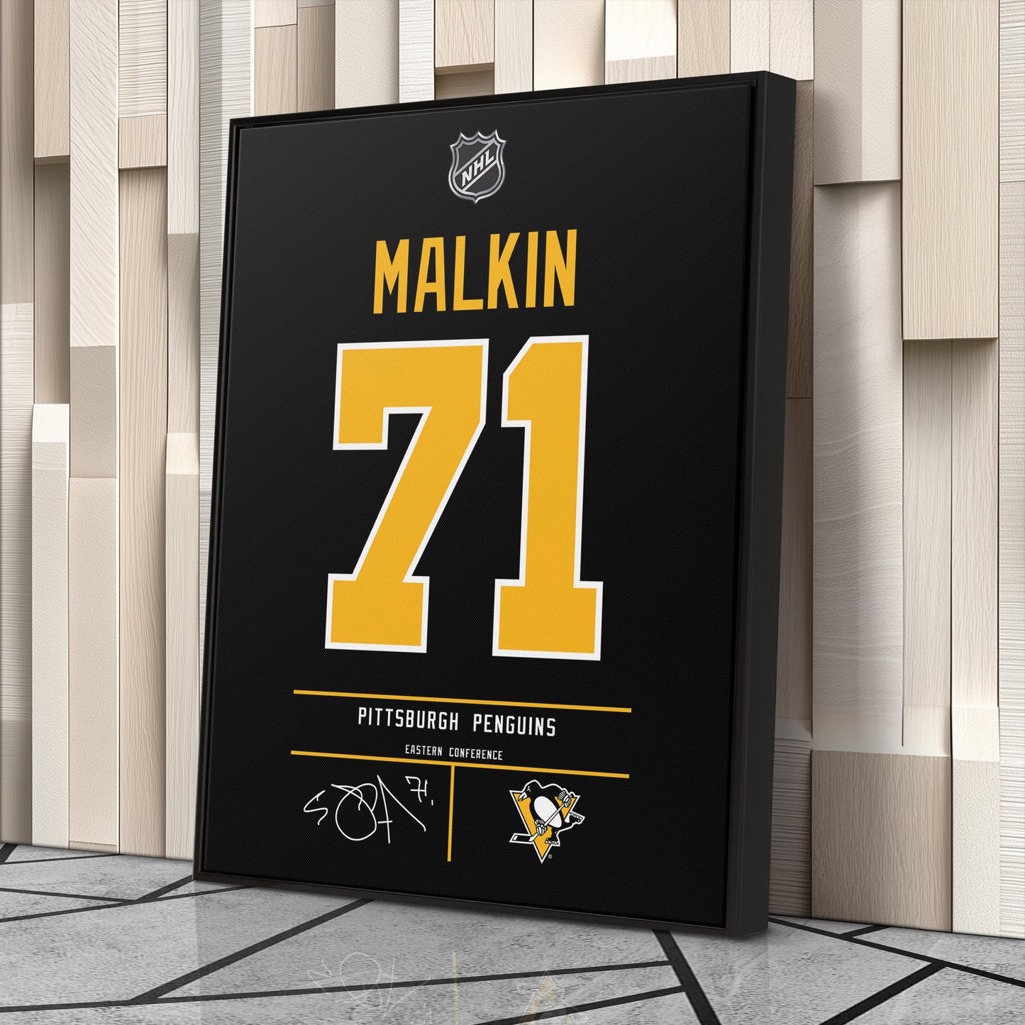 Evgeni Malkin Pittsburgh Penguins Jersey Canvas Wall Art