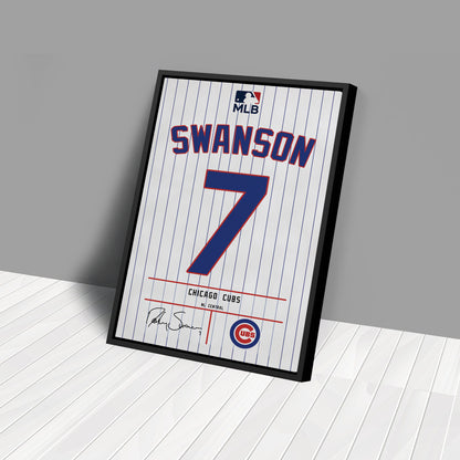 Dansby Swanson Cubs Jersey Canvas Print | Wall Art Decor