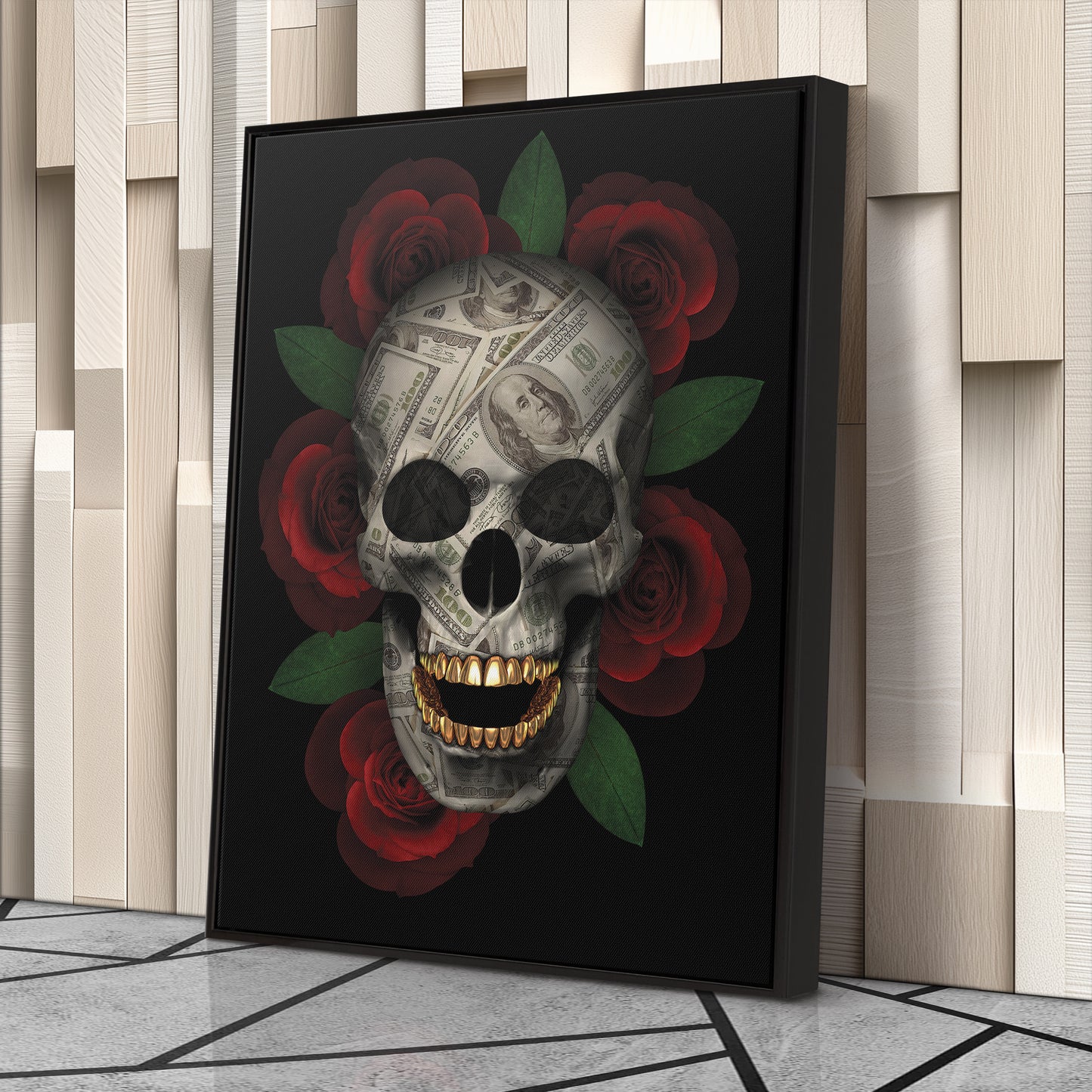 Skull 'Money Talks' Canvas Print | Dark Aesthetic Wall Art Decor