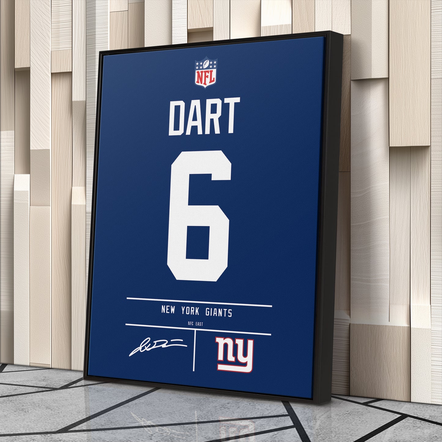 Jaxson Dart New York Giants Jersey Canvas Wall Art