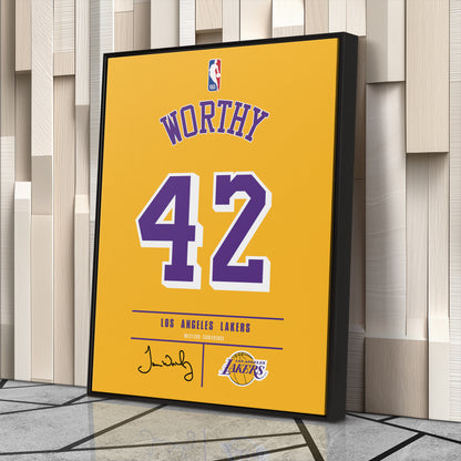 James Worthy Los Angeles Lakers Jersey Canvas Wall Art
