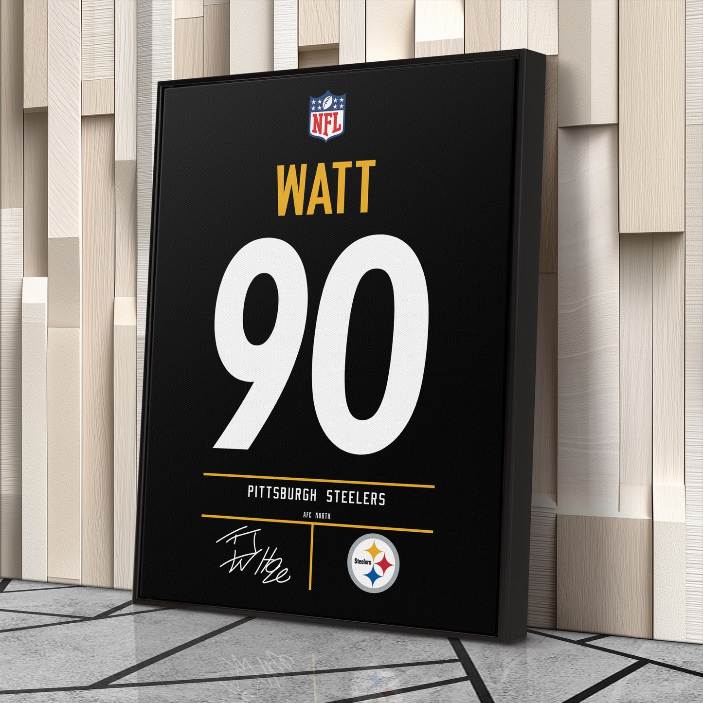 T.J. Watt Pittsburgh Steelers Jersey Canvas Wall Art