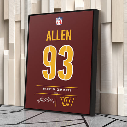Jonathan Allen Commanders Jersey Canvas Print | Wall Art Decor