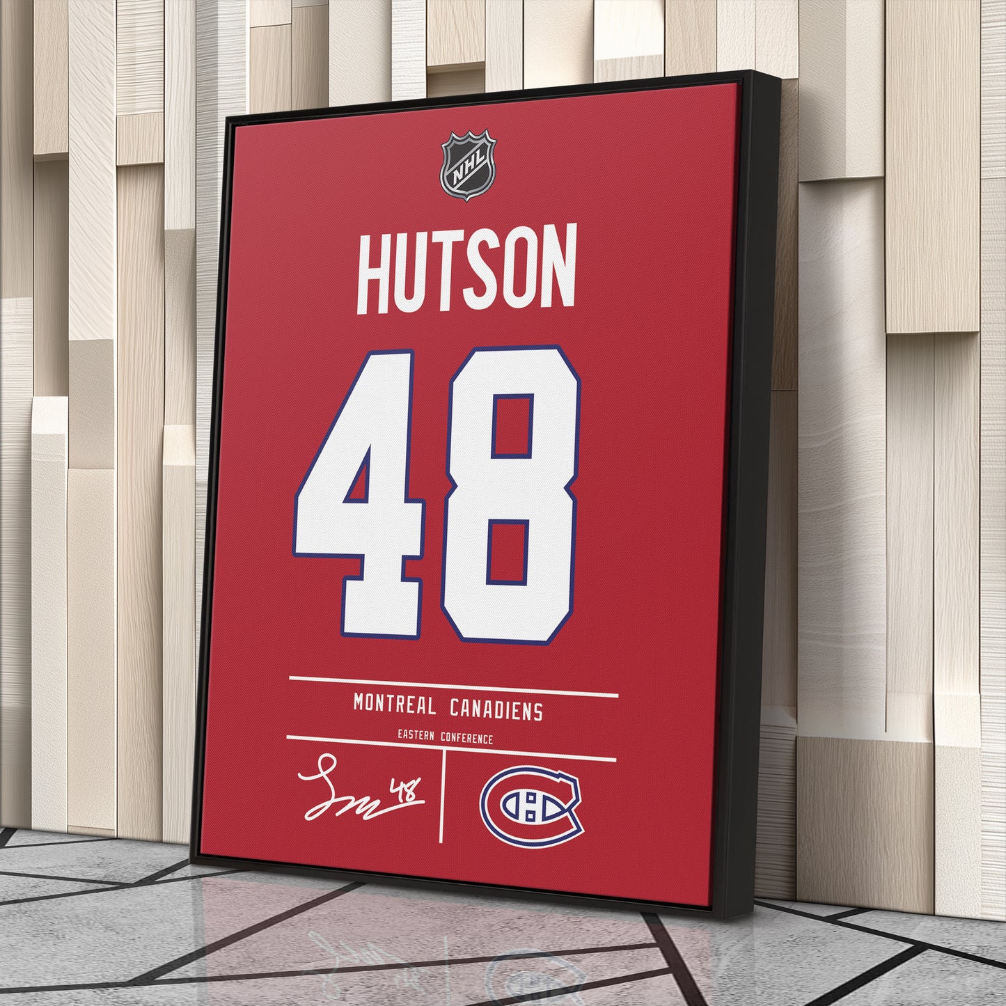 Lane Hutson Montreal Canadiens Jersey Canvas Wall Art