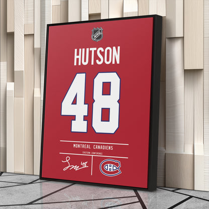 Lane Hutson Montreal Canadiens Jersey Canvas Wall Art