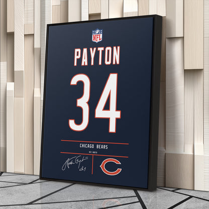 Walter Payton Bears Jersey Canvas Print | Wall Art Decor