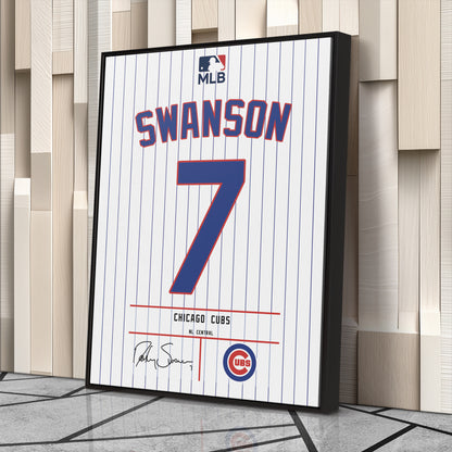 Dansby Swanson Cubs Jersey Canvas Print | Wall Art Decor