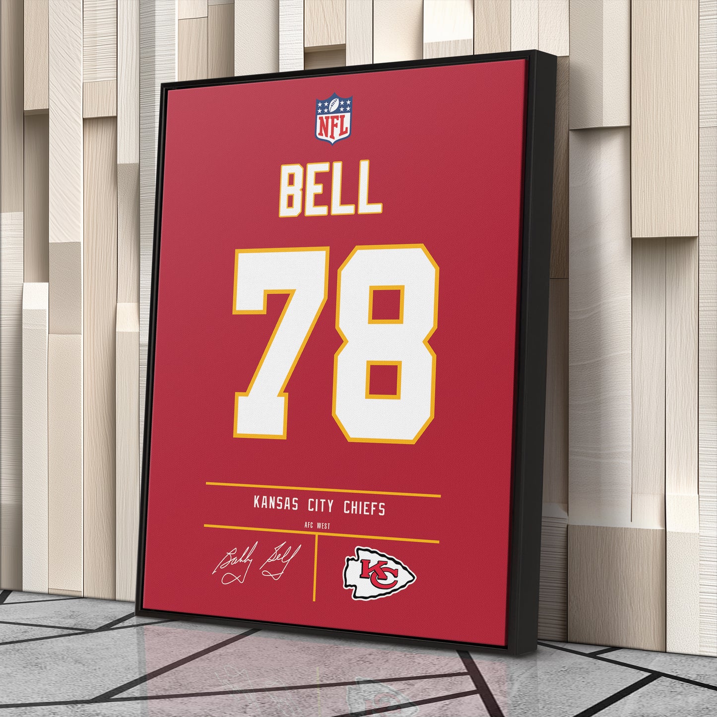 Bobby Bell Kansas City Chiefs Jersey Canvas Wall Art
