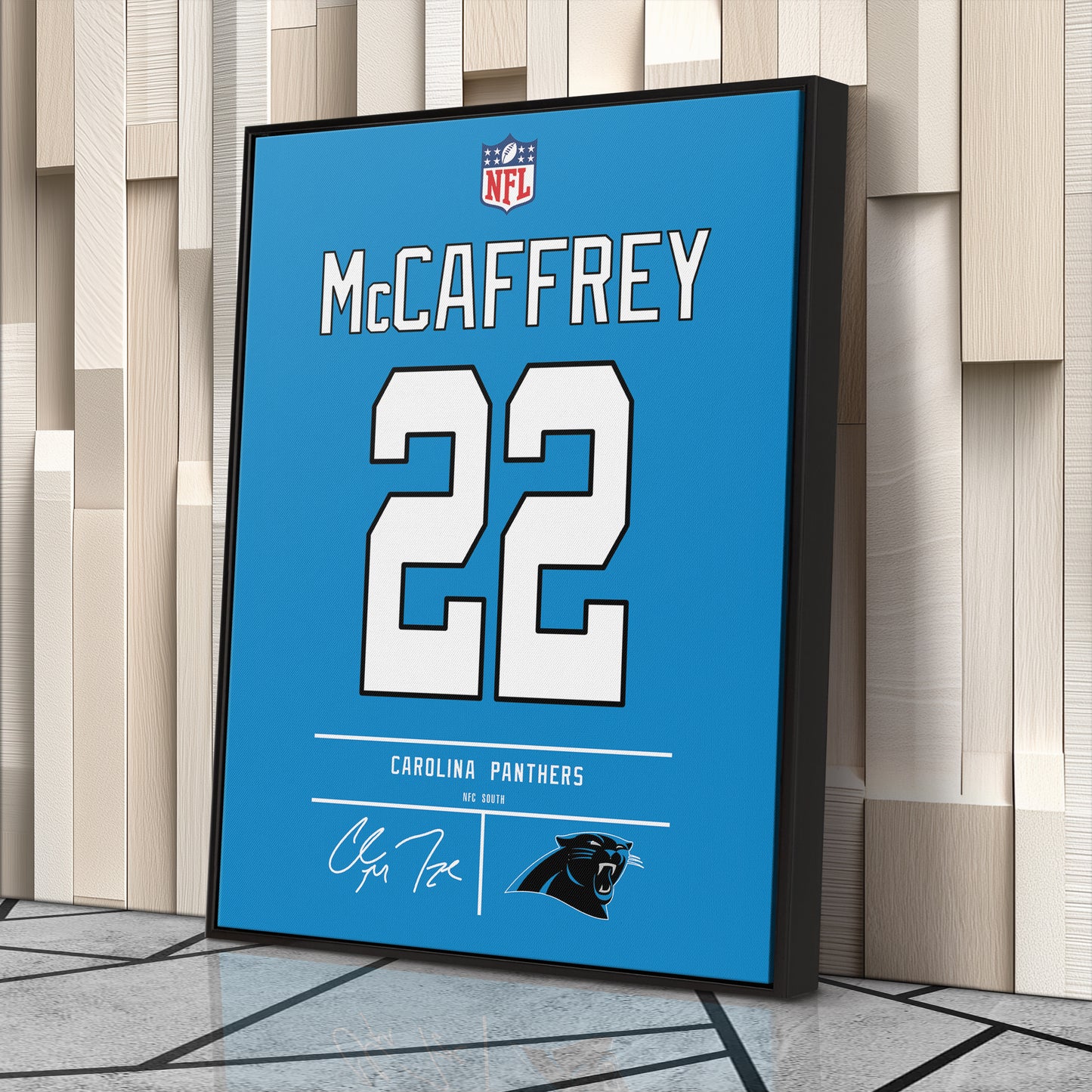 Christian McCaffrey Panthers Jersey Canvas Print | Wall Art Decor