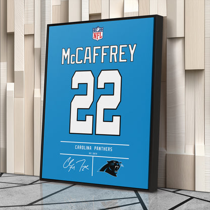 Christian McCaffrey Panthers Jersey Canvas Print | Wall Art Decor