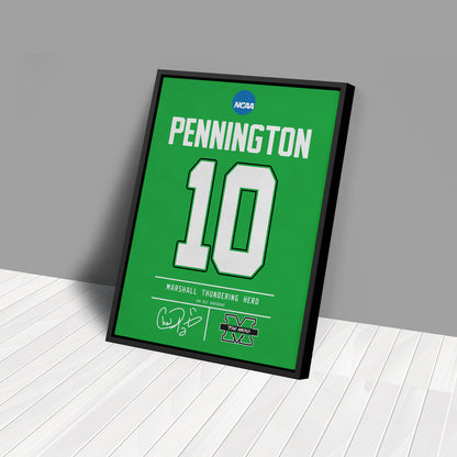 Chad Pennington Thundering Herd Jersey Canvas Print | Wall Art Decor