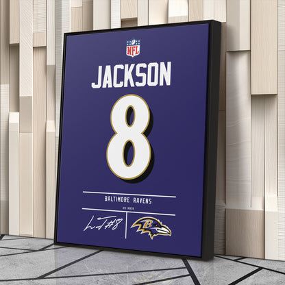 Lamar Jackson Ravens Jersey Canvas Print | Wall Art Decor