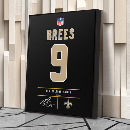Drew Brees Saints Jersey Canvas Print | Wall Art Decor