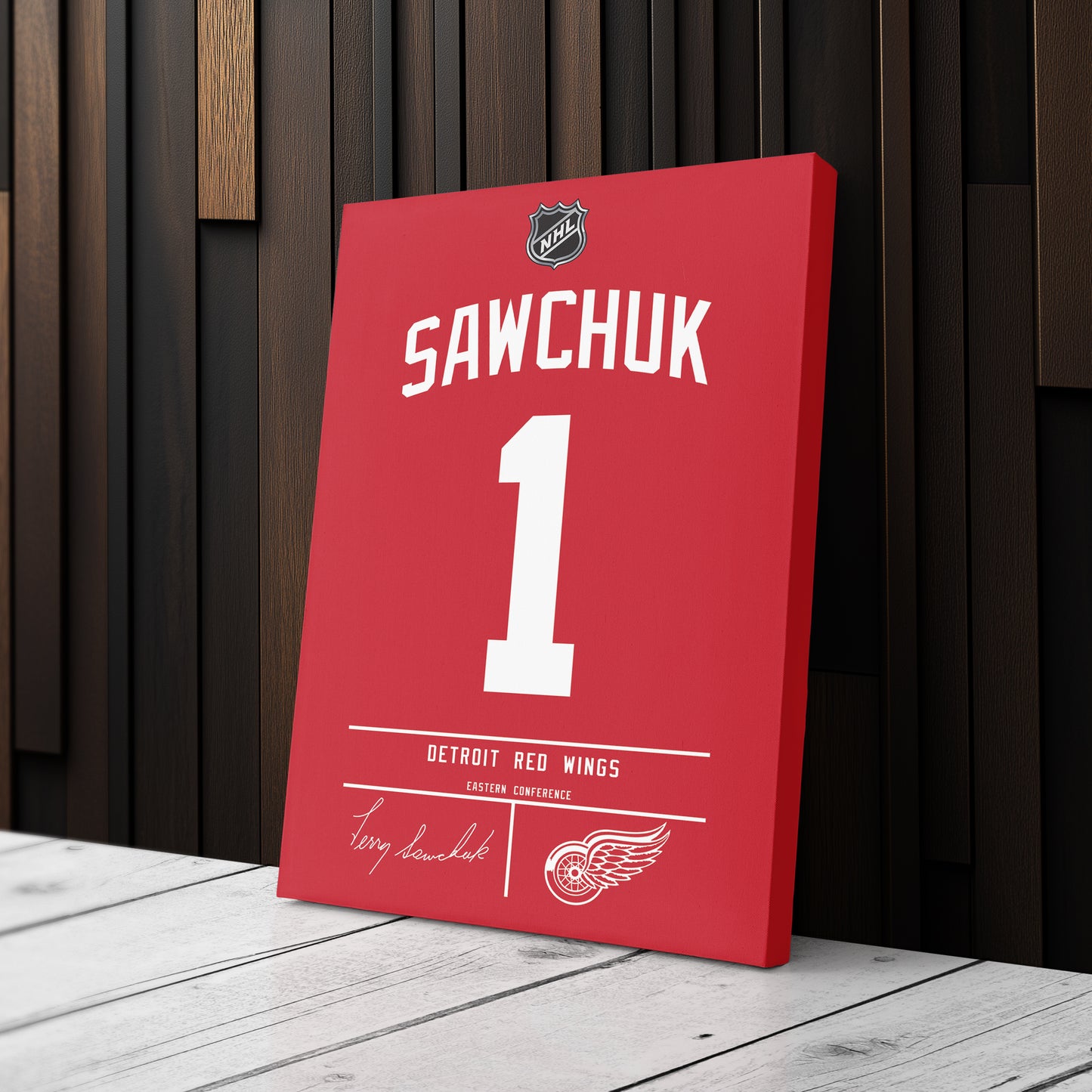 Terry Sawchuk Red Wings Jersey Canvas Print | Wall Art Decor