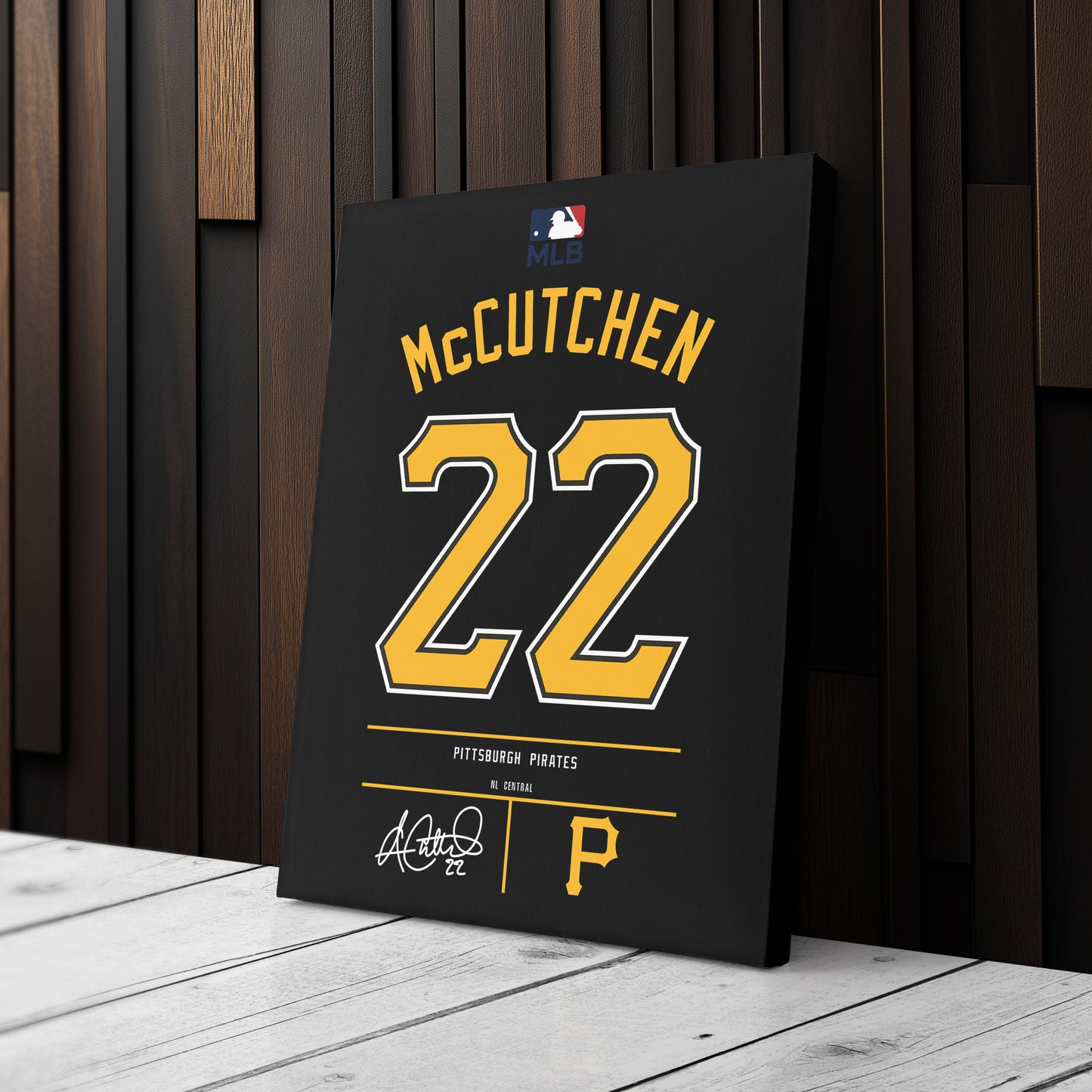 Andrew McCutchen Pittsburgh Pirates Black Jersey Canvas Wall Art
