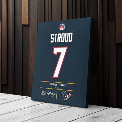 C.J. Stroud Houston Texans Jersey Canvas Wall Art
