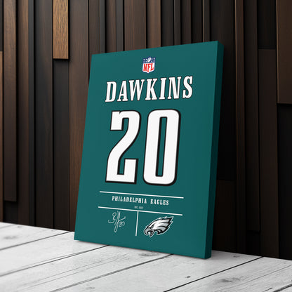 Brian Dawkins Eagles Jersey Canvas Print | Wall Art Decor