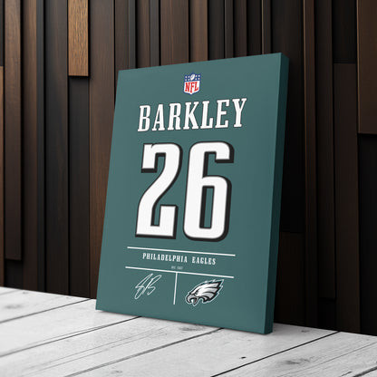 Saquon Barkley Eagles Jersey Canvas Print | Wall Art Decor