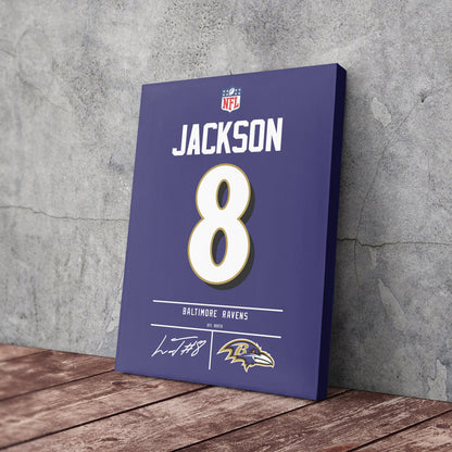 Lamar Jackson Ravens Jersey Canvas Print | Wall Art Decor