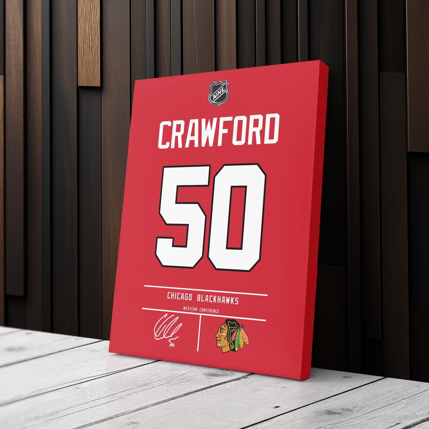 Corey Crawford Blackhawks Jersey Canvas Print | Wall Art Decor
