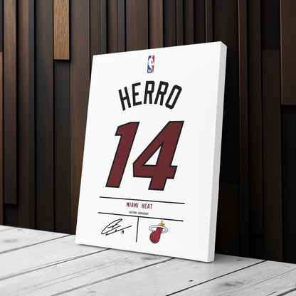 Tyler Herro Miami Heat Jersey Canvas Wall Art