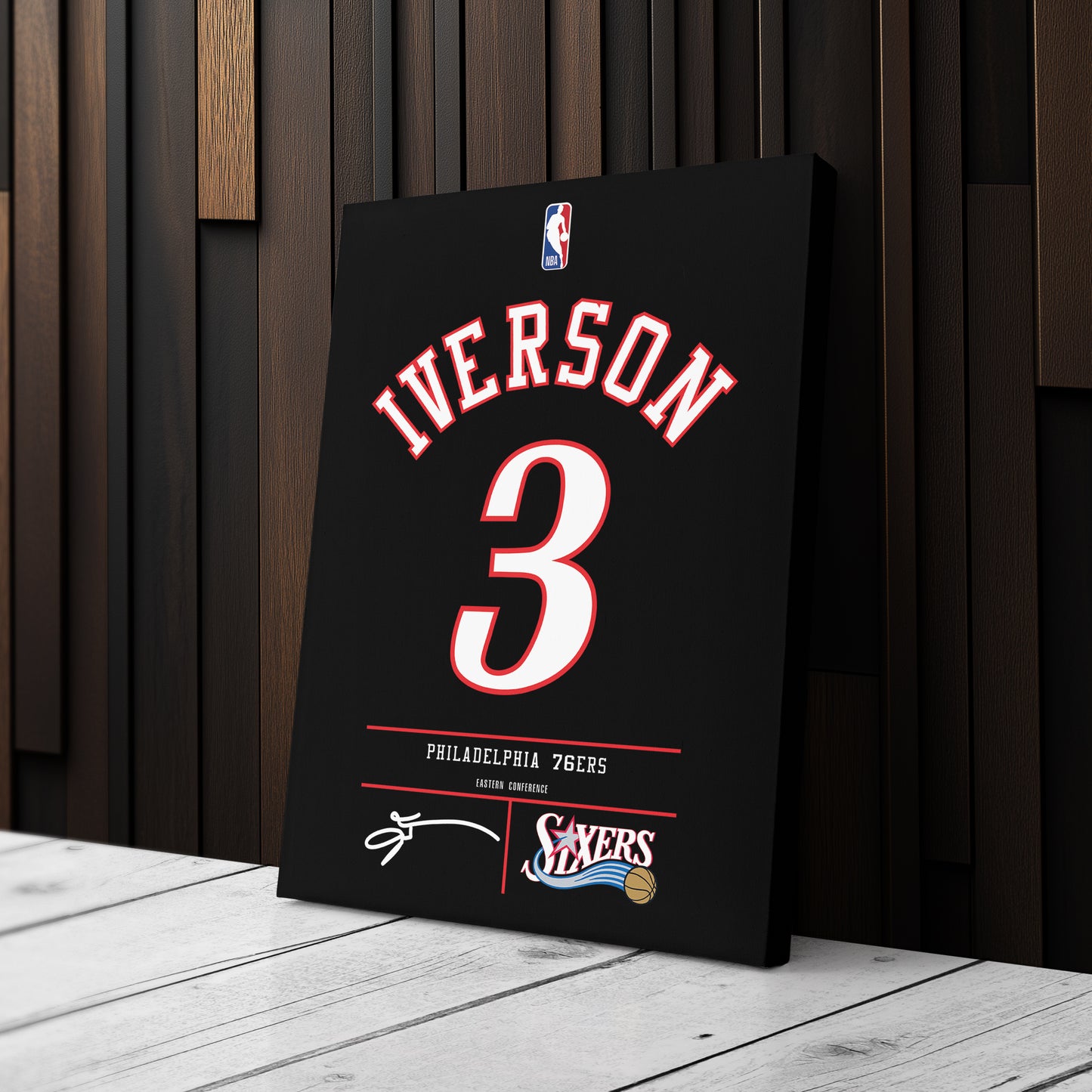 Allen Iverson Philadelphia 76ers black Jersey Canvas Wall Art