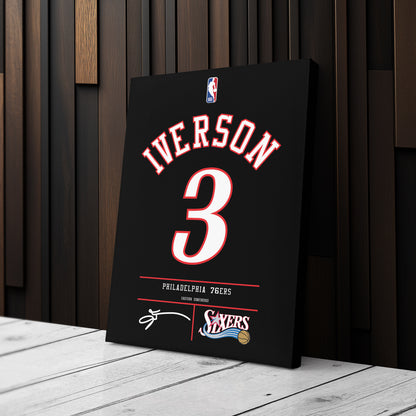 Allen Iverson Philadelphia 76ers black Jersey Canvas Wall Art