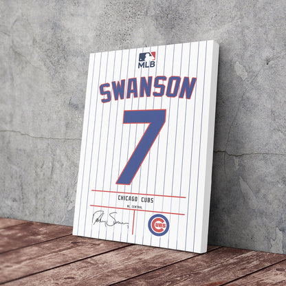 Dansby Swanson Cubs Jersey Canvas Print | Wall Art Decor