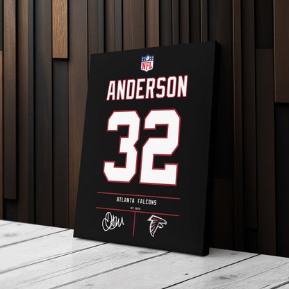 Jamal Anderson Atlanta Falcons Jersey Canvas Wall Art