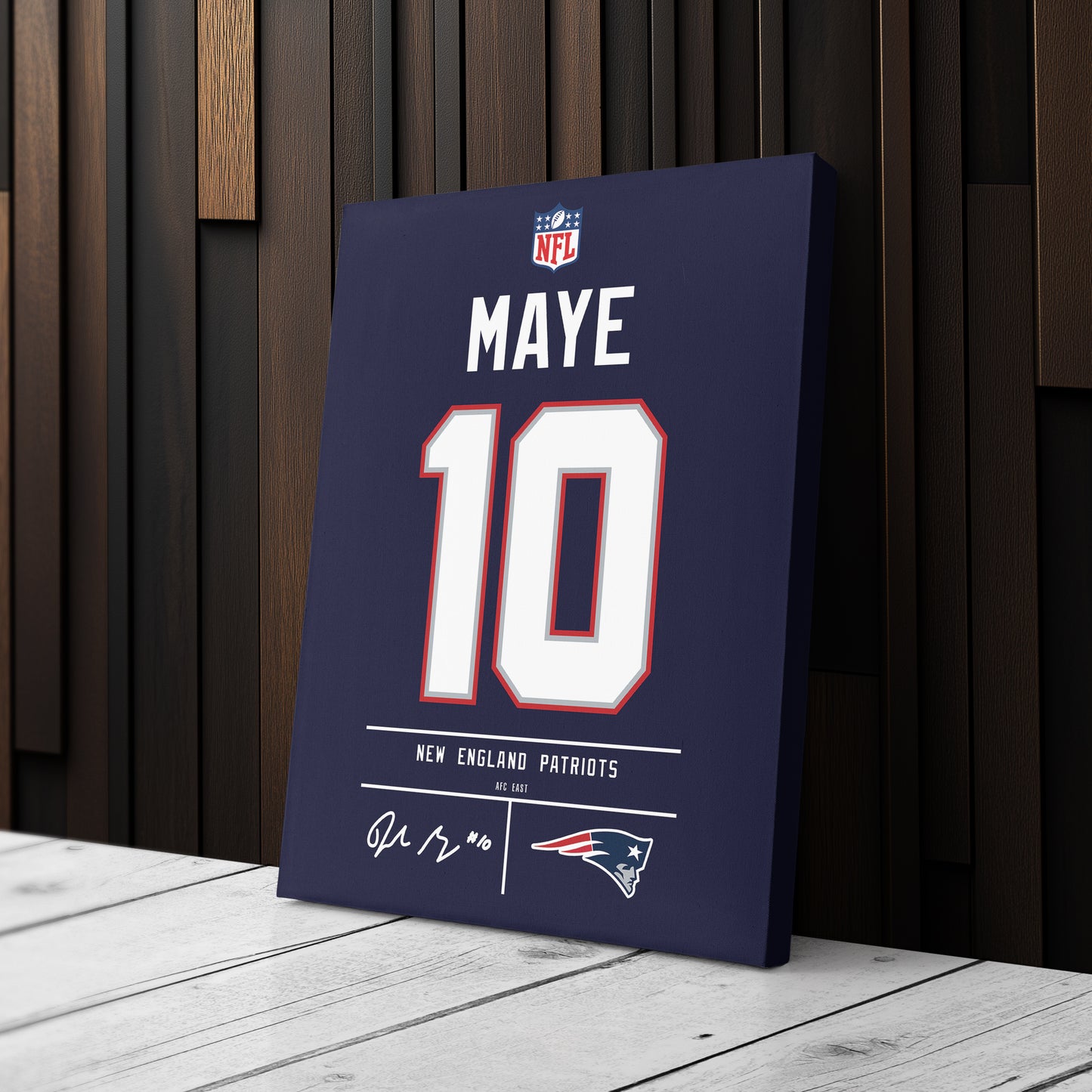 Drake Maye New England Patriots Jersey Canvas Wall Art