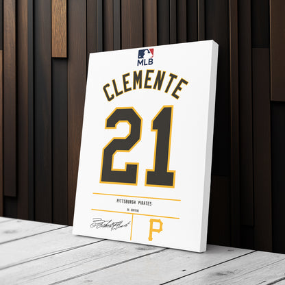 Roberto Clemente Pittsburgh Pirates Jersey Canvas Wall Art
