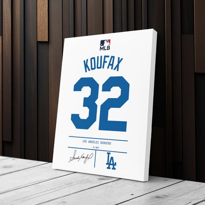 Sandy Koufax Los Angeles Dodgers Jersey Canvas Wall Art