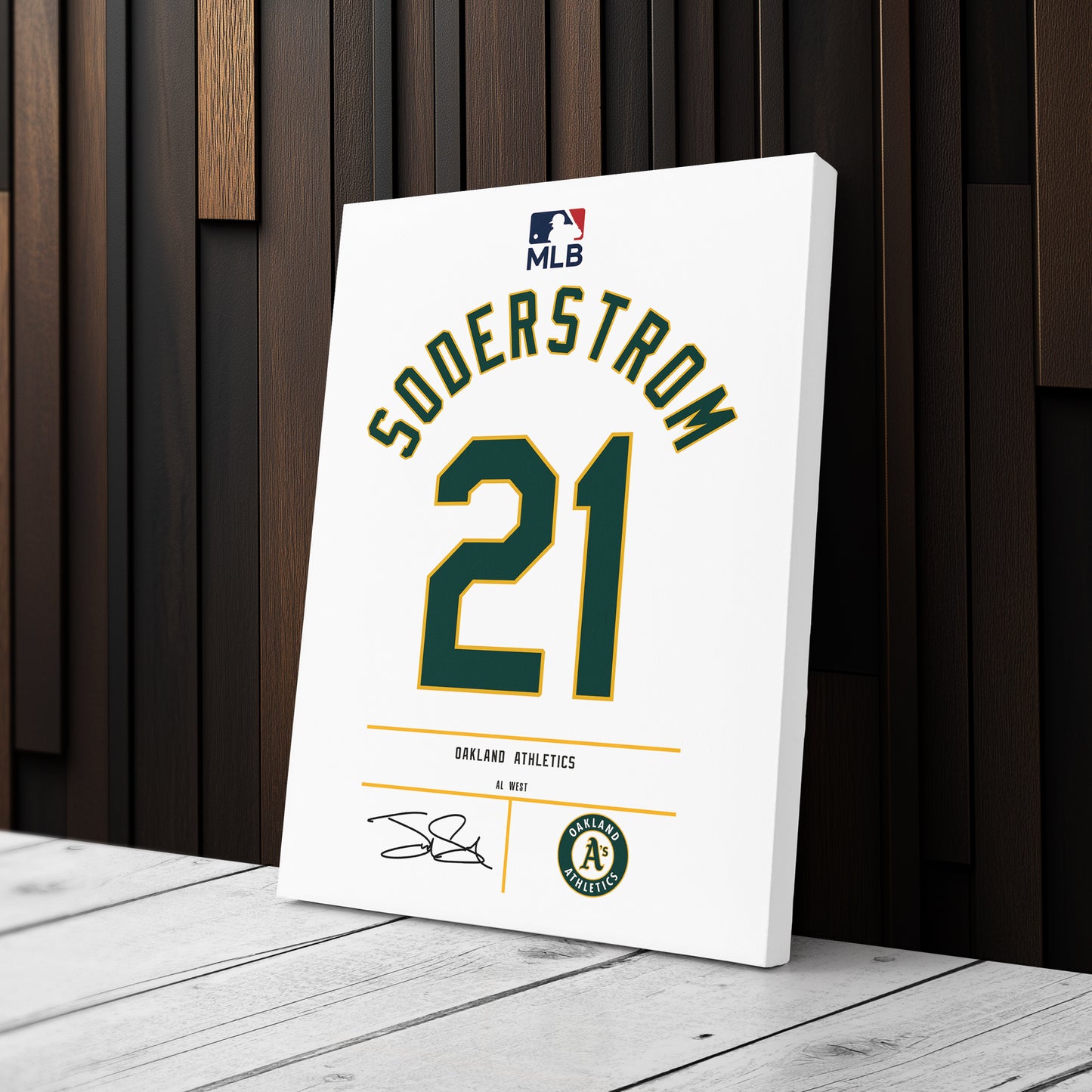 Tyler Soderstrom Oakland Athletics Jersey Canvas Wall Art