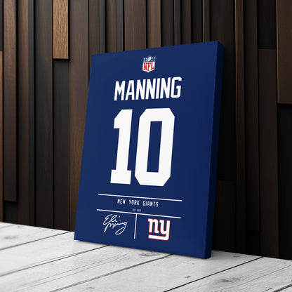 Eli Manning New York Giants Jersey Canvas Wall Art